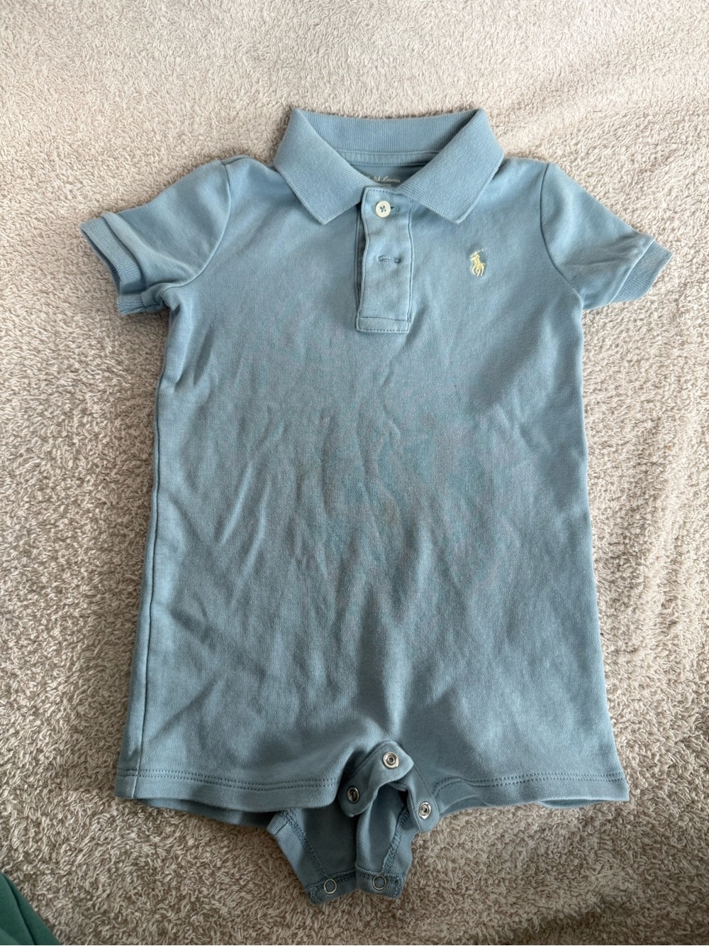 Polo by Ralph Lauren Light Blue Cotton Polo One-Piece Bodysuit